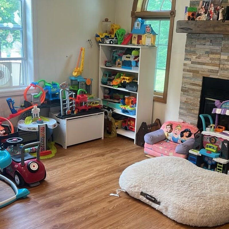 Family room & playroom reset, after cleaning